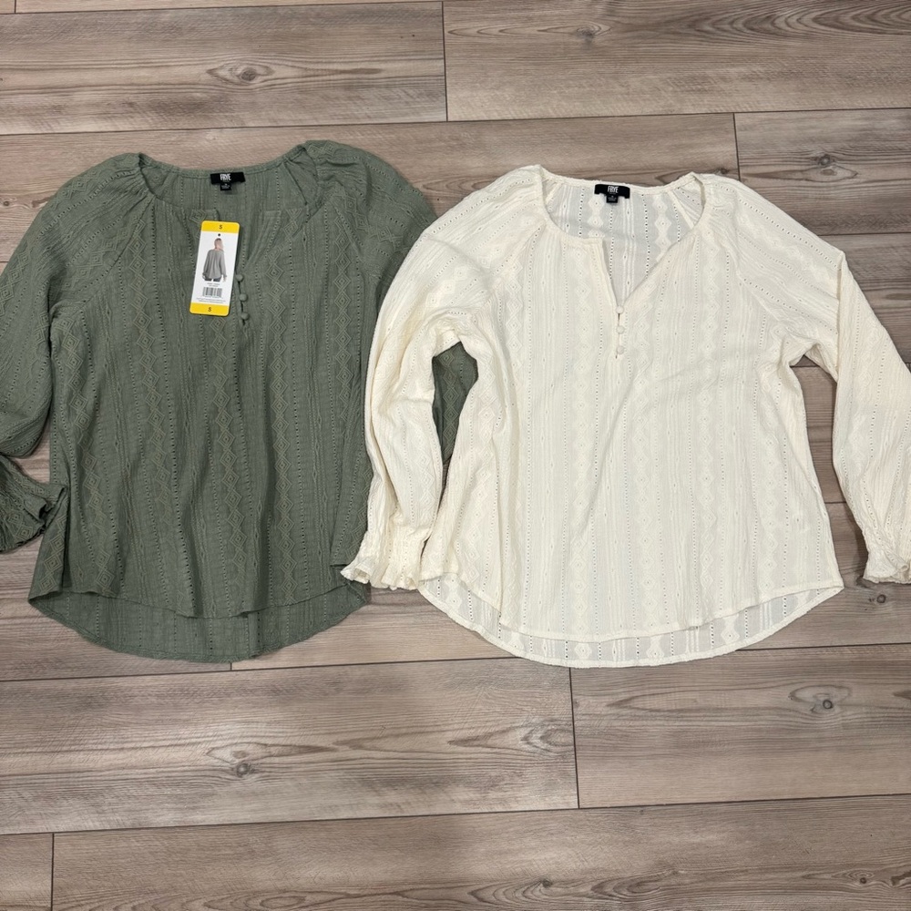 Frye Long Sleeve Womens Small Textured Blouse New with Tags Lot of 2